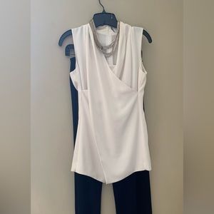 Cabi winter white dressy tunic sleeveless top, size 2,